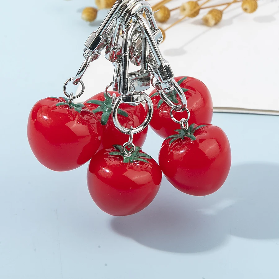 10 unids/set lindo tomate plátano limón fruta llavero llaveros accesorios para mujeres niñas joyería regalos