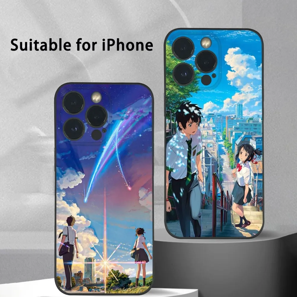 

Your N-Name Anime Phone Case For iPhone 15 14 13 12 11 Pro Xs Max Mini XR X 7 8 Plus Black Frosted Soft Shell Funda Cover