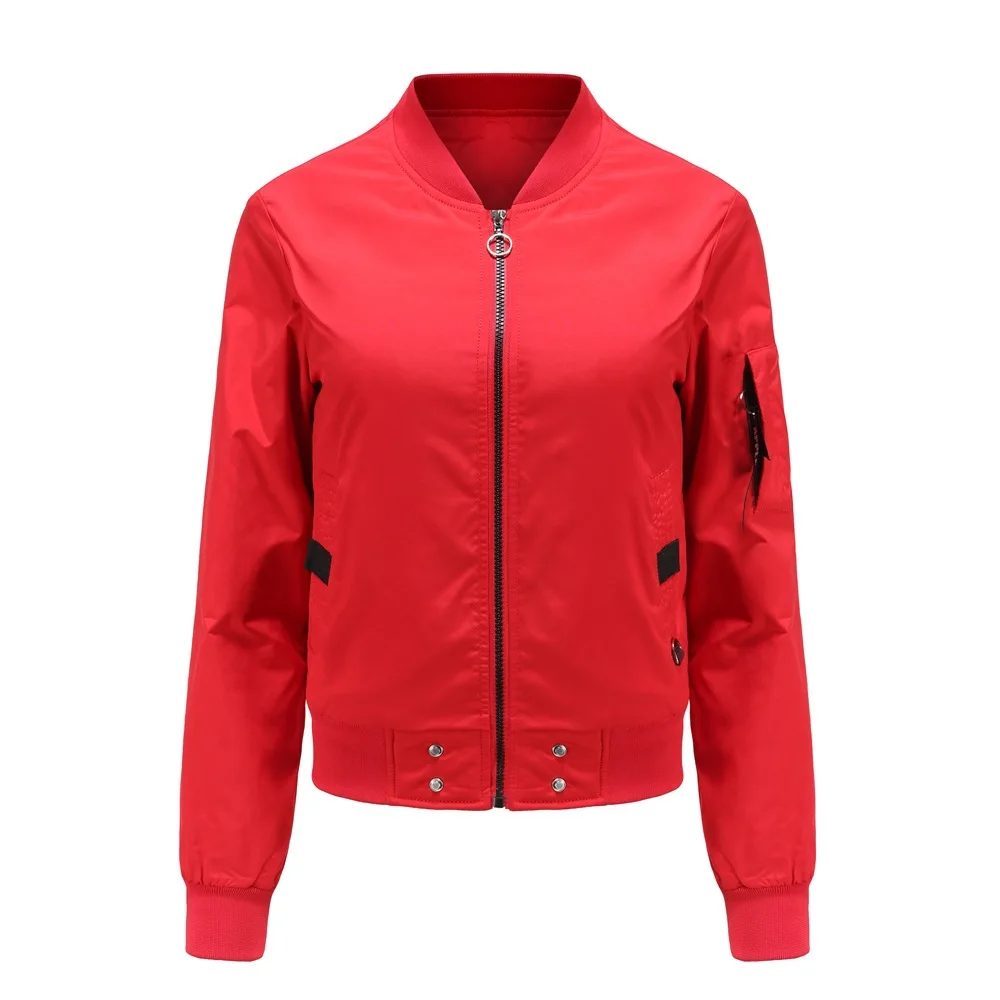 New Women's Solid Color Flight Jacket