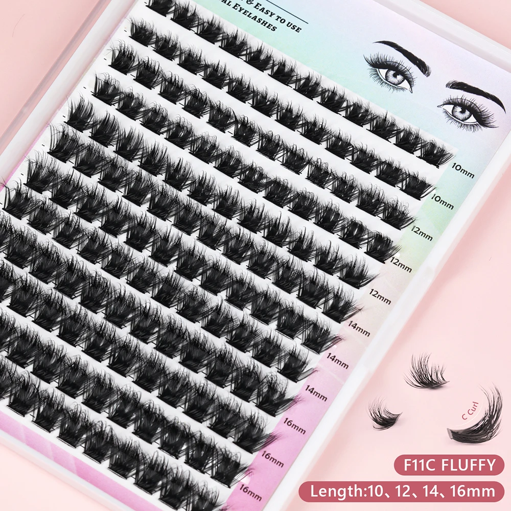 Cluster Wimperverlenging 10-16mm Mix Pluizige Natuurlijke Dikke Lash Clusters 60D80100D Piekerige Individuele 3D Nertsen Wimperverlenging