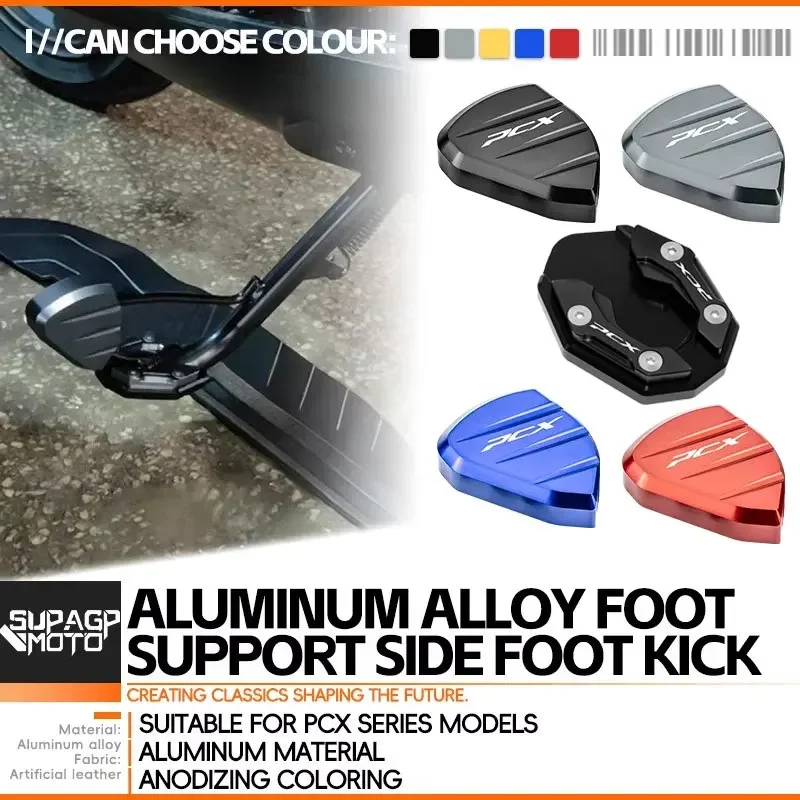 Motorcycle Accessories CNC Foot Side Stand Extension Kickstand Enlarger Plate Pad For Honda PCX125 PCX150 PCX160 PCX 125/150/160