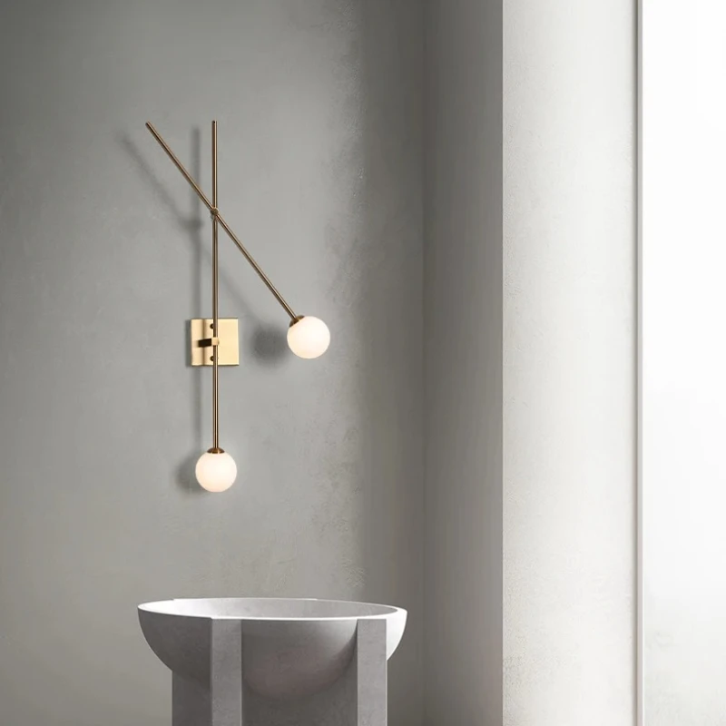 

Minimalism Post Modern Black Golden Iron Glass Ball LED Wall Light Big Global Wall Sconce for Foyer Bedroom