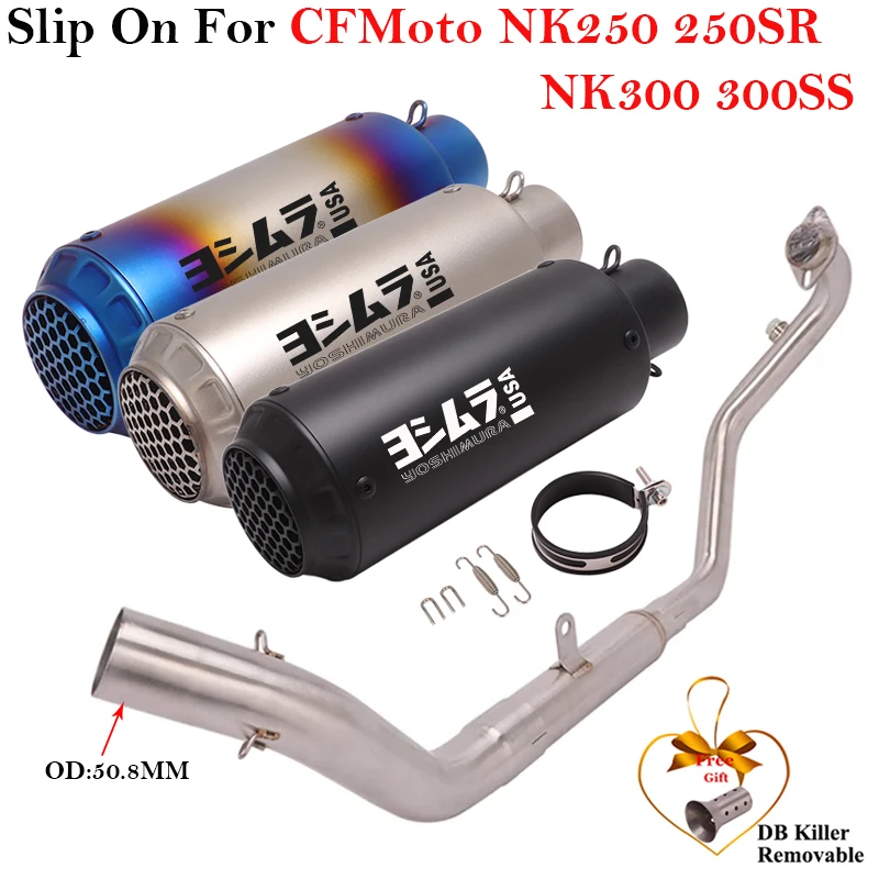 

Full Systems For CFmoto NK250 NK250SR NK300 NK300SR 300SR 250NK NK250SH Motorcycle Exhaust Escape Modify Front Link Pipe Muffler