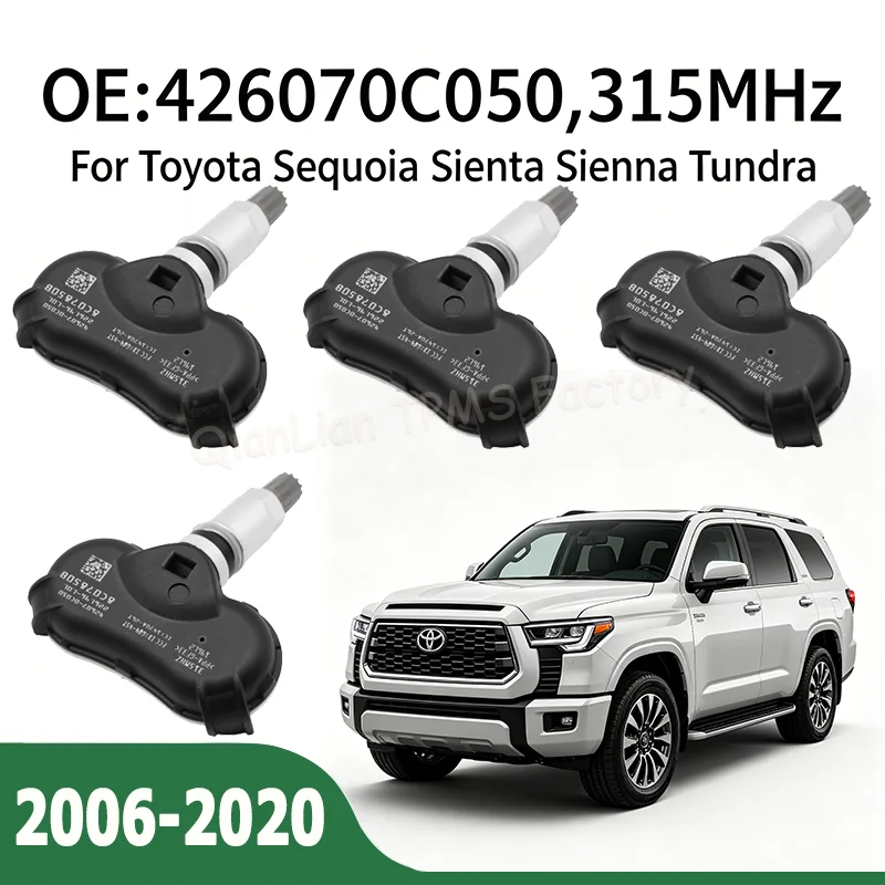

4pcs 426070C050 Car Tire Sensors System For Toyota Sequoia Sienta Sienna Tundra 315MHz 42607-0C050 TPMS Tire Sensor