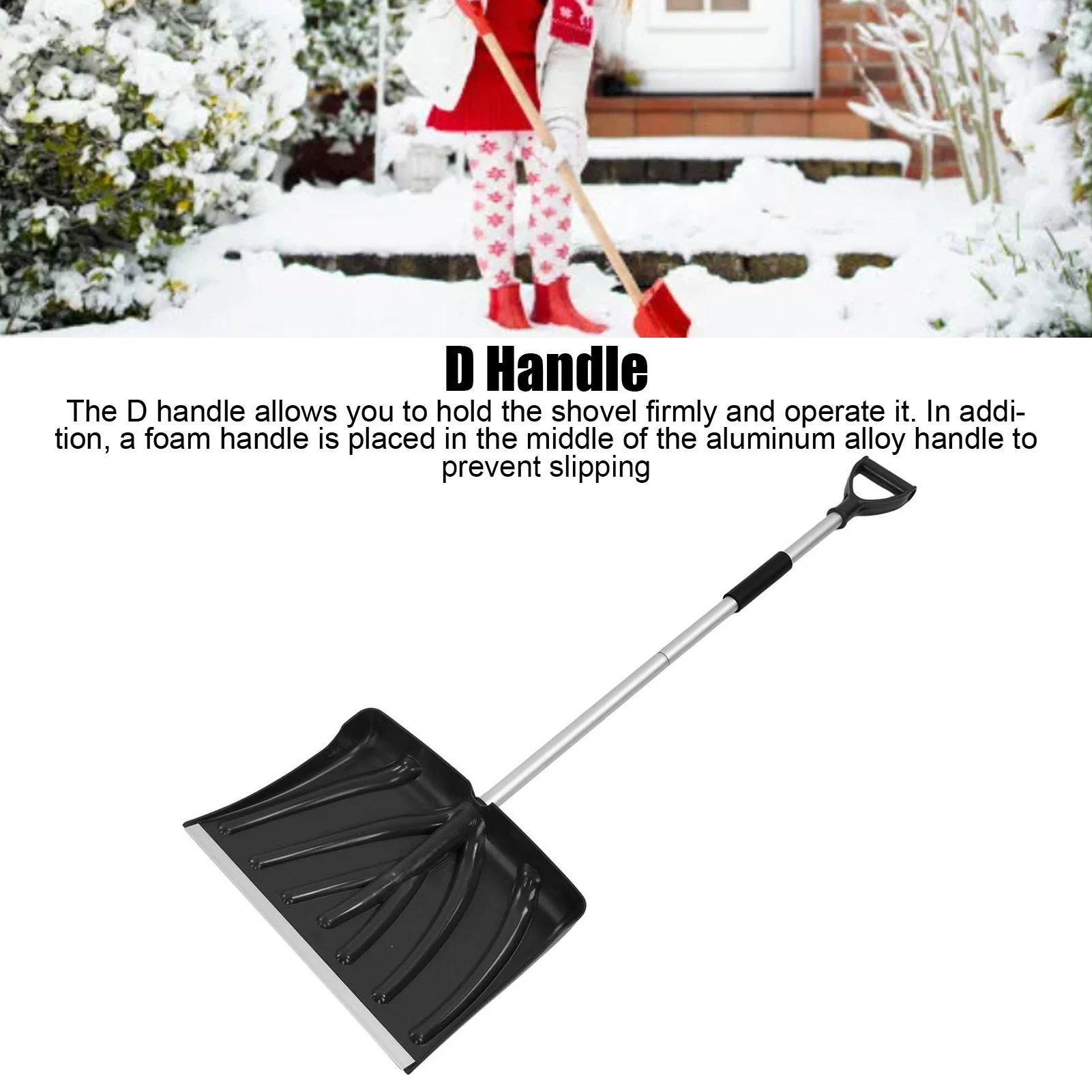 Detachable Car Snow Shovel Aluminium Alloy Large Snow Remover Tool D Handle Household Courtyard Garden Outdoor Road Cleaning