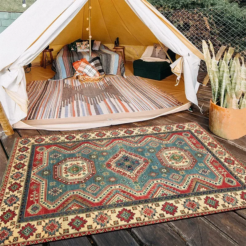 European Vintage Persian Style Outdoor Decoration Carpet Antiskid Washable Living Room Sofa Rug Large Area Bedroom Bedside Mat