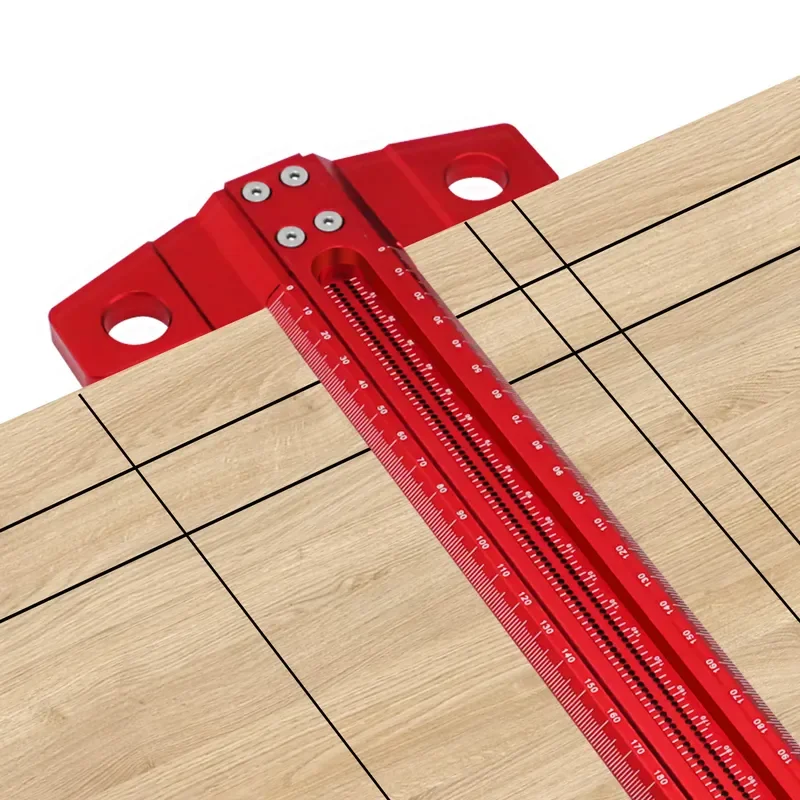 Woodworking Scribing T Square Ruler 90 Degree Line Planning Tool Multi Functional Cross Hole Scribing Gauge for Carpenter DIY