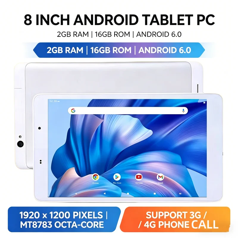 Tablet PC T8 3G con 2GB de RAM y 16GB de ROM, Android 6.0, MT8783 - Octa-Core 1.4GHz, 1920 x 1200 Píxeles, Ranura para 2 Tarjetas SIM, Gran Oferta 2026