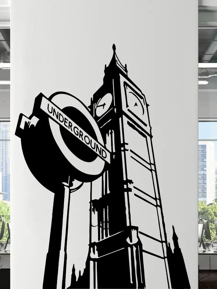 Big Ben London City Underground City Naklejka ścienna Salon Intercity Krajobraz Naklejka ścienna Pokój zabaw Winylowy wystrój domu — zdjęcie 2