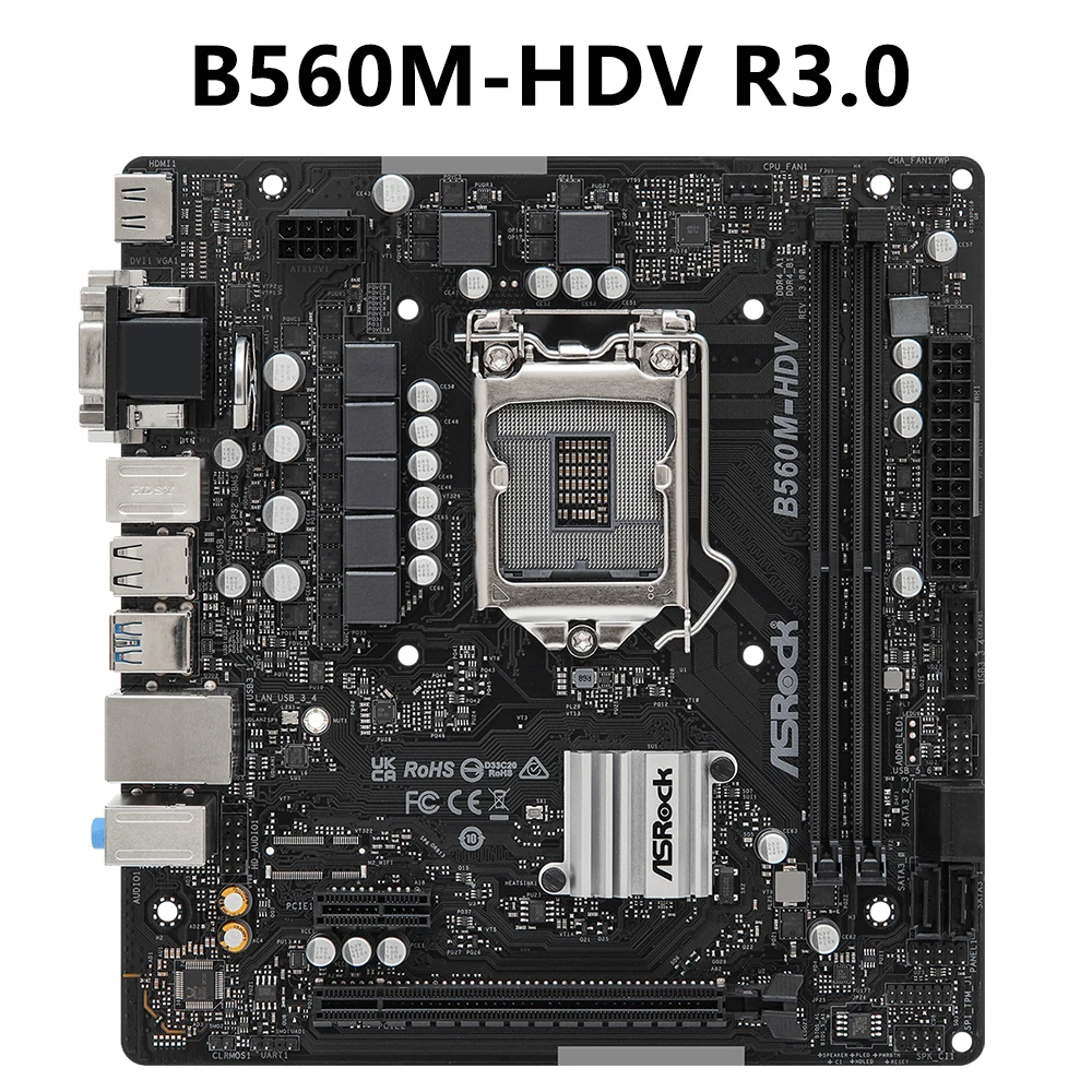 

ASROCK B560 Motherboard B560M-HDV R3.0 For LGA1200 Core i5-10400F i7-10700F i3-10100F i5-10400 CPU DDR4 USB 3.2 Gen1 Micro ATX