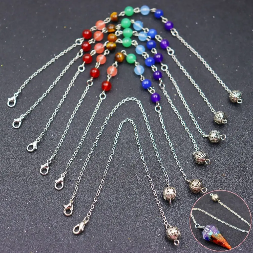 7 Chakra Bead Chakra Bead Chain Silver Color Gold Color Bead Pendulum Chain Jewelry Findings DIY 7 Chakra Gem Stone Beads Chain