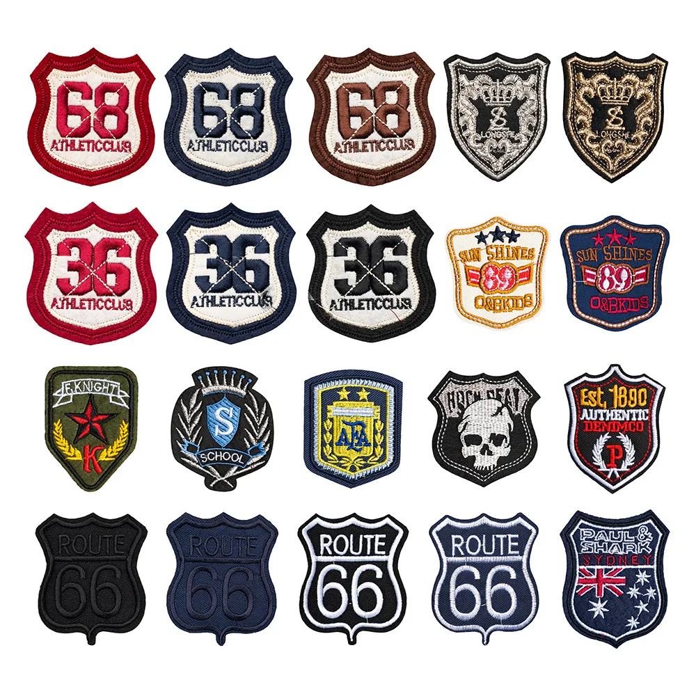 

Letter Shield "68""38""66"Embroidery Patch Fashion Applique DIY Backpack Clothes Decor Repair Iron on Patches Sticker Sewing