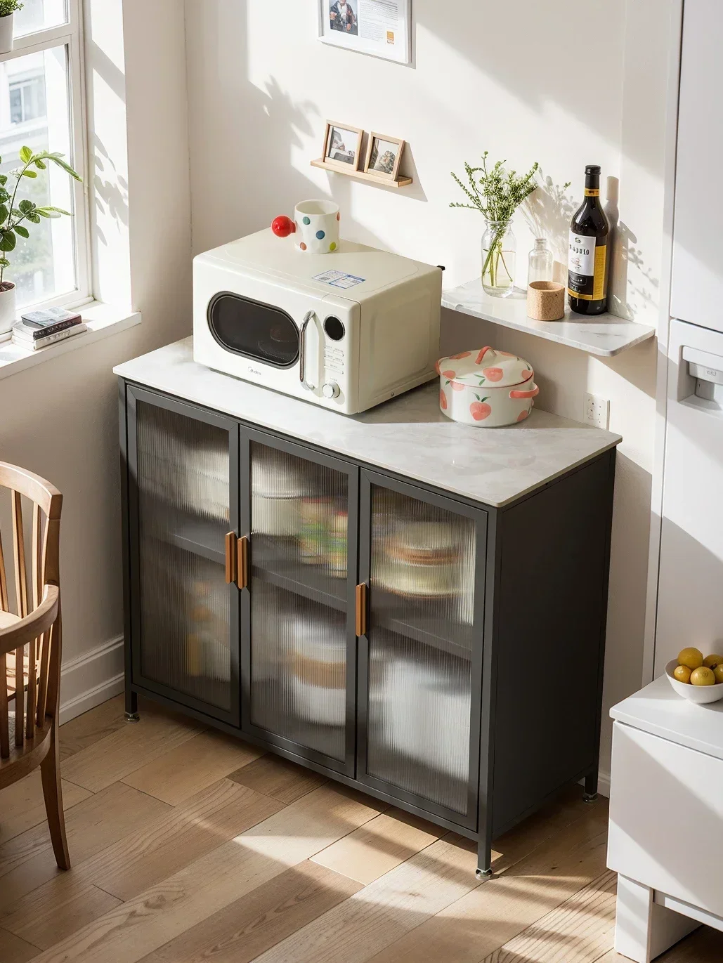 

Kitchen Shelf Floor Multi-Layer Storage Cabinet Stone Plate Sideboard Cabinet Multi-Function Microwave Oven Shelf