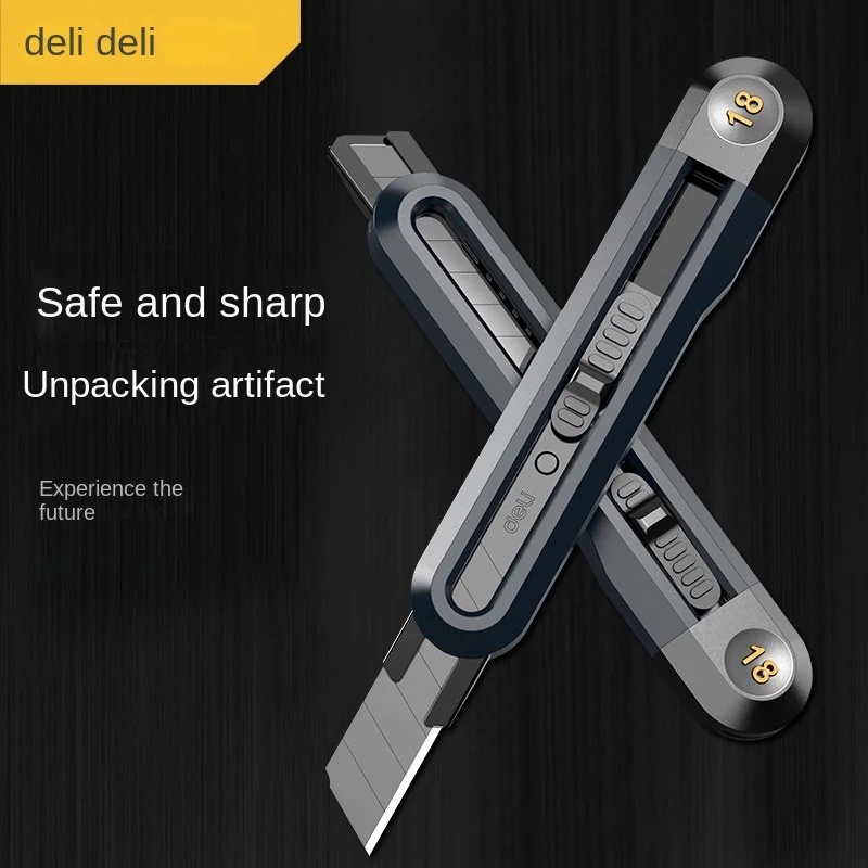 Imagem -02 - Deli-snap-off Utility Knife Cortadores Retráteis Lâminas de Aço de Alto Carbono Bloqueio Automático Perfeito para Escritório e Uso Doméstico mm 18 mm