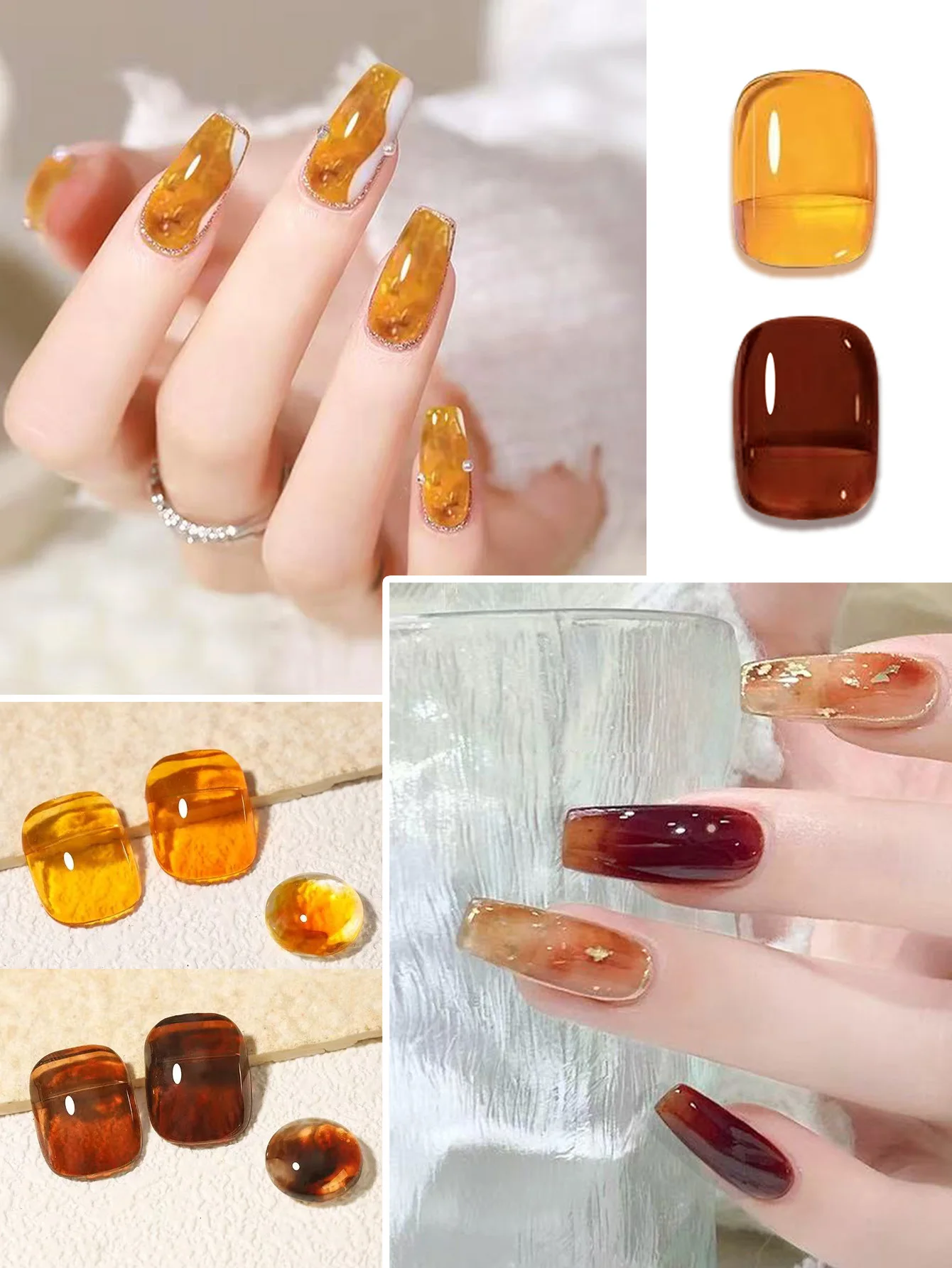 2pcs Transparent Amber Jelly Brown Gel Nail Polish Set Soak Off UV LED Outono Varnish Tortoise Gel DIY Salon Manicure Nail Art