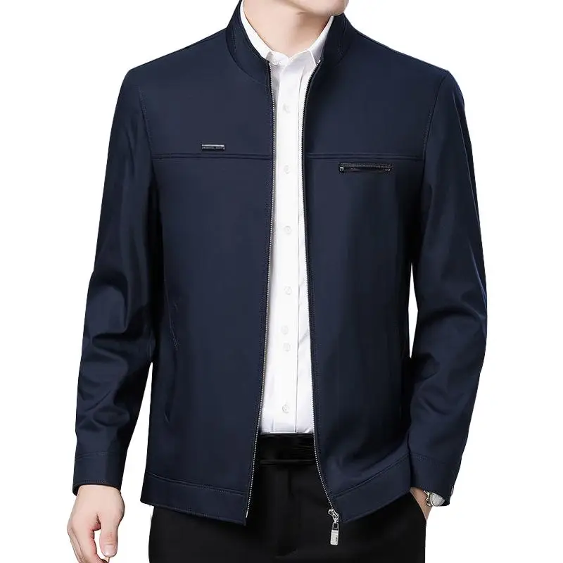 New Stand Collar Business Jacket Men Spring Casual Social Men's Jacket Simple Office Dress Coat Men's Autumn Outerwear Zip Up