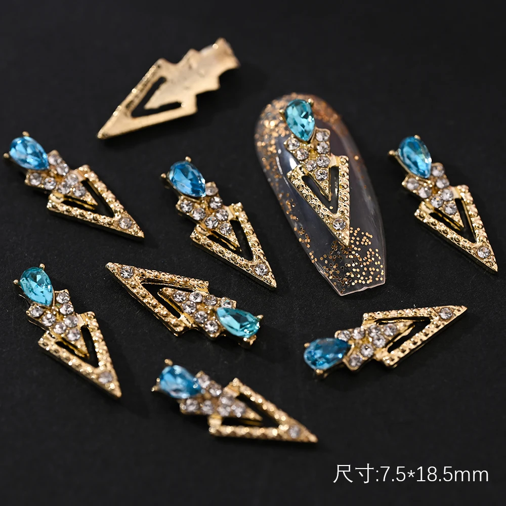 5/10 Pcs Hollow Aolly Nail Charms with Crystals Geometry Earrings-Styles Nail Art Decorations Metal Hollo-out Nail Rhinestones