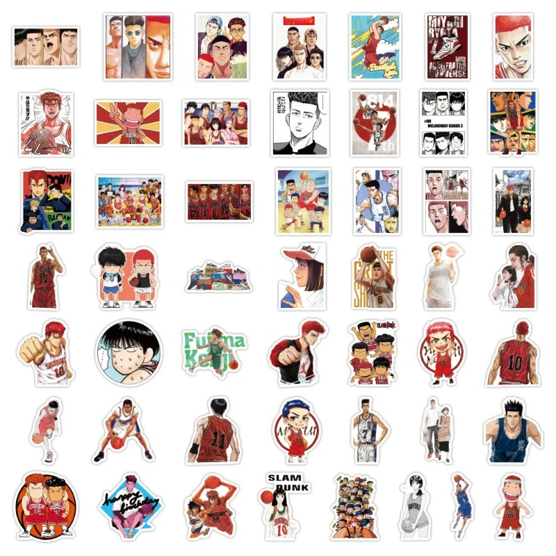 Bandai 50pcs Slam Dunk Graffiti Sticker Luggage Notebook Scooter Water Cup Handbook Decorative Sticker Waterproof Not Repeated