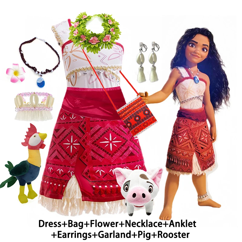 

Disney Movie Moana 2 Girl Dress Cosplay Party Costume Ocean Adventure Princess Fancy Clothes Children Vaiana Outfit Dress