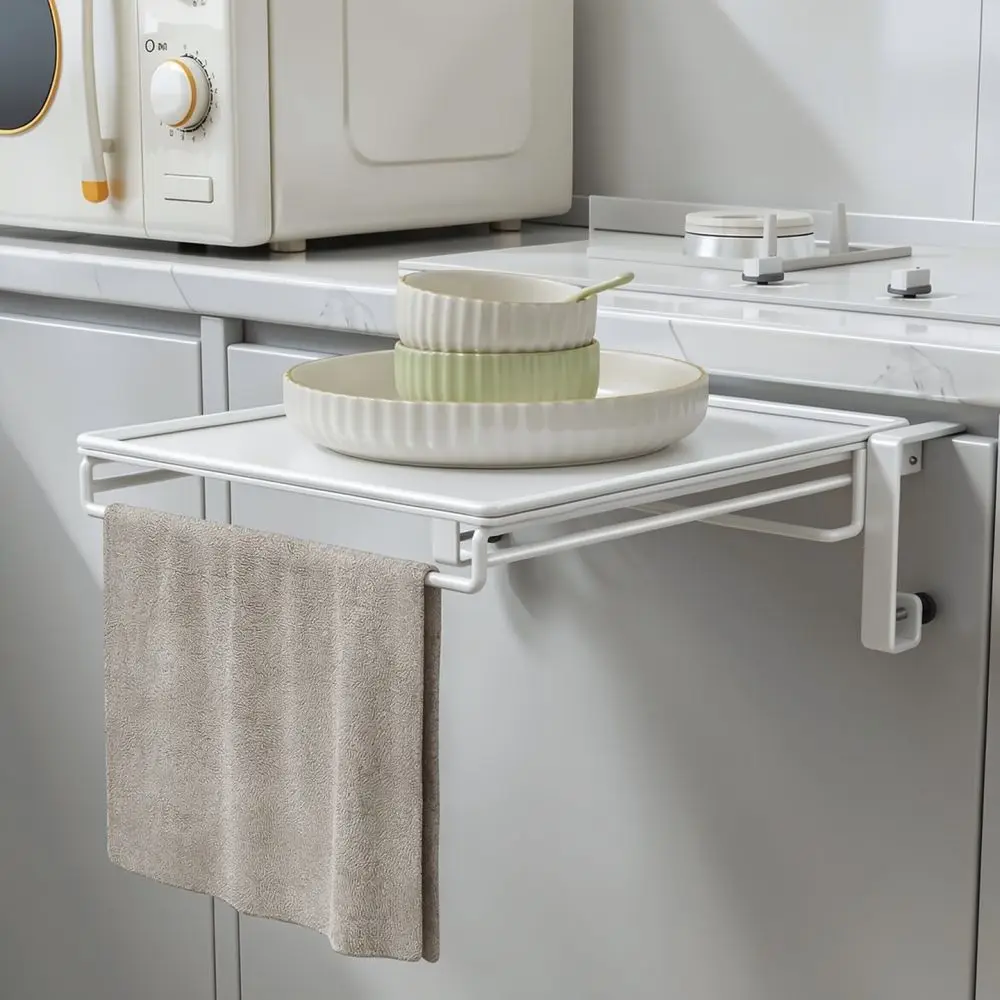 Kitchen Hanging Rack Foldable Storage Organizer Carbon Steel Shelf Cabinet Door For Spice Bowl Pan Holder