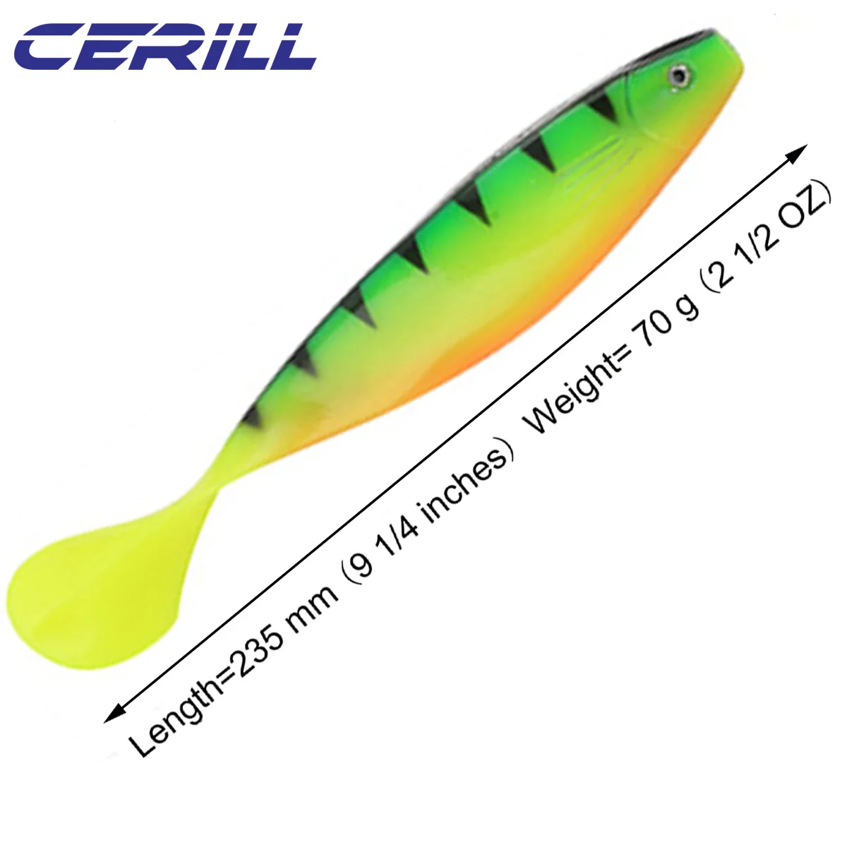 Cerill 1 PC 23.5 cm Silicone Fishing Lure Paddle Tail Pike Big Shad Bait Bass Saltwater Jig Wobbler Swimbait Artificial Tackle