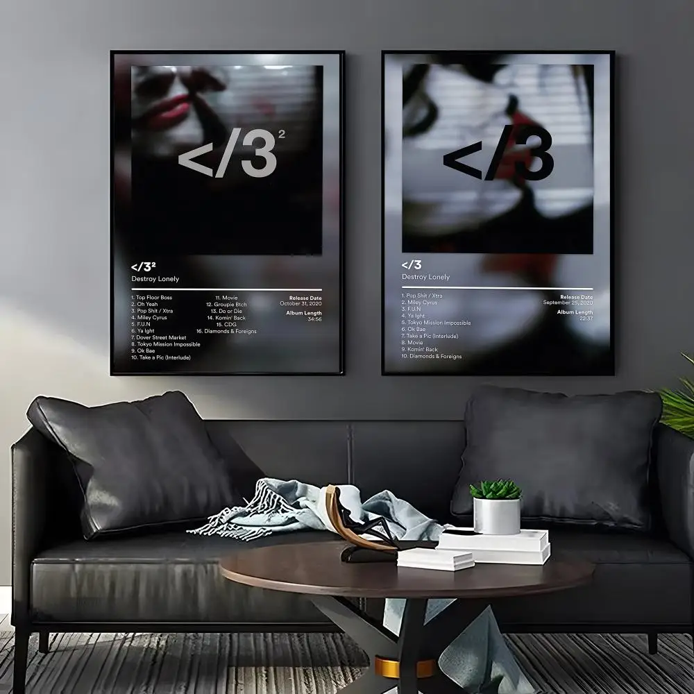 D-Destroy Lonely Rapper Poster Home Living Bed Room Bar Hallway Sticky Wall Art Printing Waterproof Aesthetic Decor