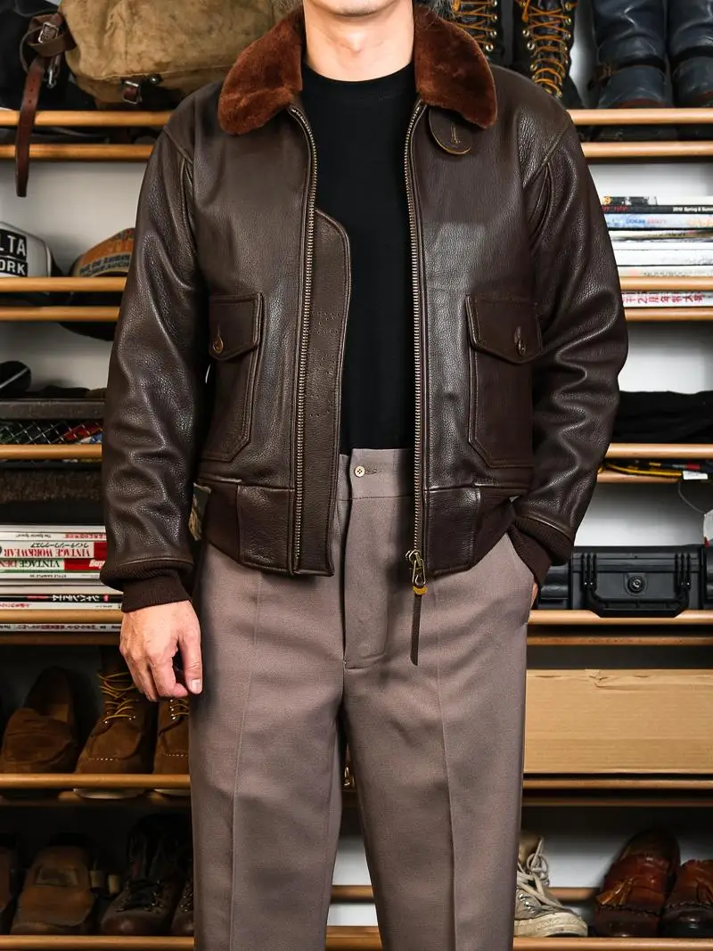 

Мужская кожаная куртка Real Simons Faion Urban Sle Long Sve, модель Flight Jaet, из козьей кожи и шерсти, теплая...