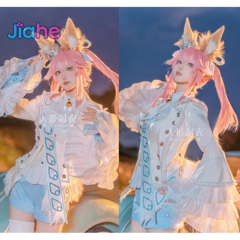 

Fate Tamamo no Mae Cosplay Costume Ainme Game Fate/EXTRA FGO New Sweet Shirt Shorts Socks Headwear Halloween Carnival Uniform