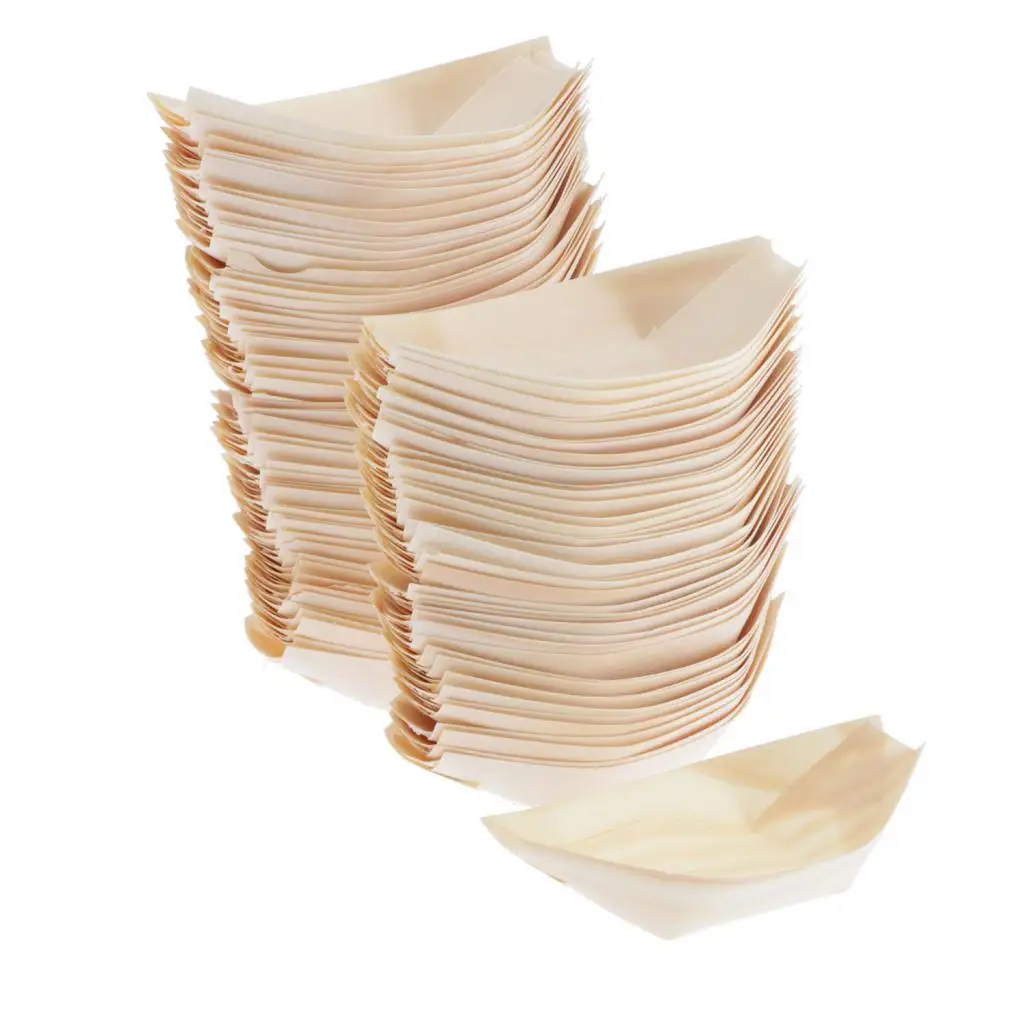 Pinewood Boat Serving Tray Eco Friendly Food Plate Reusable Wooden Dish for Weddings Catering and Festive Occasions