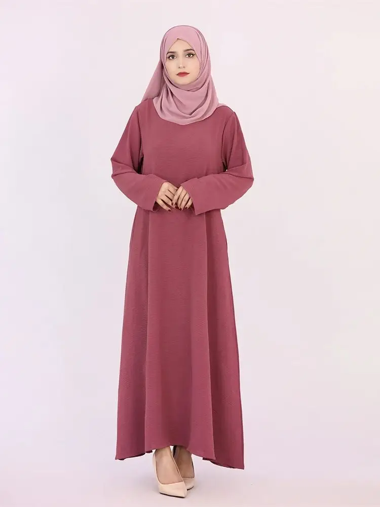 Ramadan Eid Solid Linen Dubai Abaya Turkey Islam Muslim Modest Dress Kaftan Prayer Clothes For Women Kebaya Robe Femme Musulmane