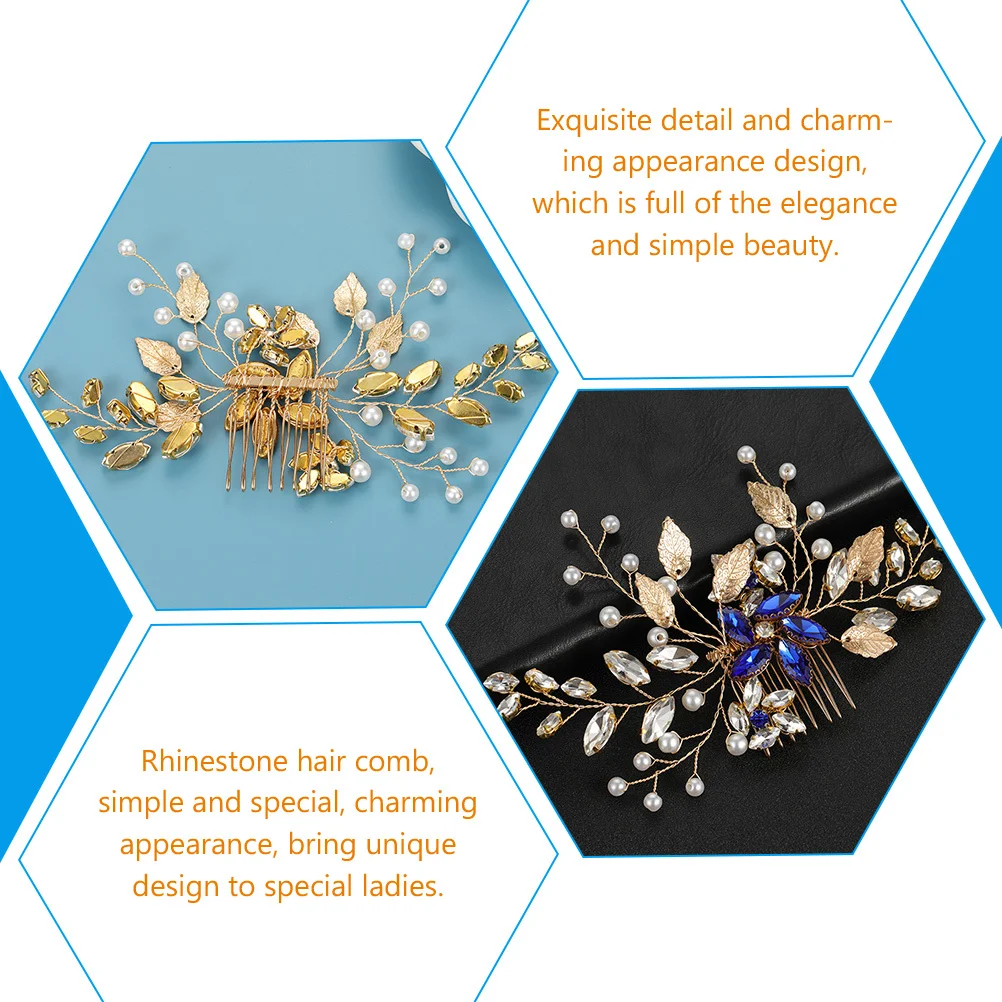 مشط شعر من حجر الراين باللون الأزرق اللؤلؤي أنيق لحفلات الزفاف وحفلات الزفاف وحفلات التخرج للفتيات على شكل زهرة العروس وغطاء الرأس