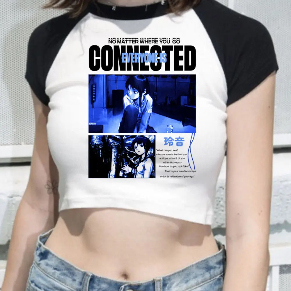 Serial Experiments Lain crop top 2025 Streetwear Grunge Aesthetic summer gyaru vintage  harajuku girls clothing