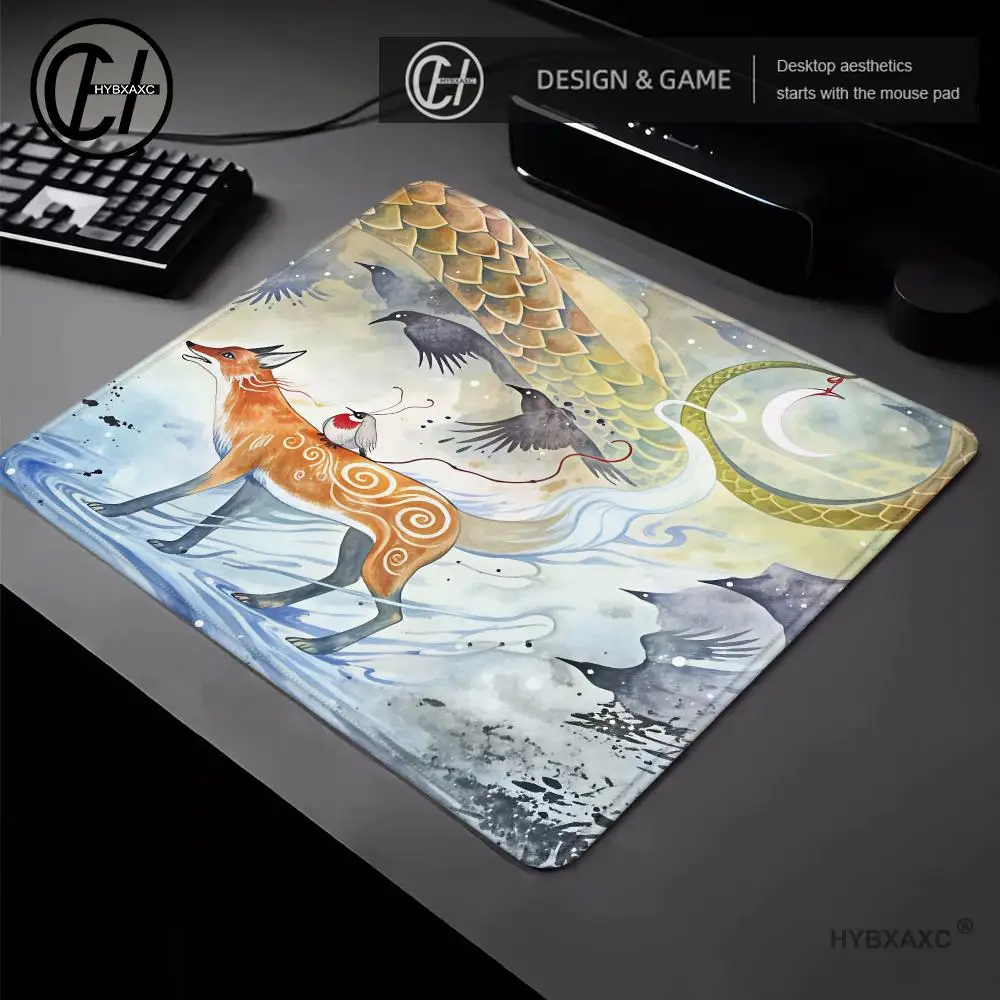 Blue Red Ink Wash Chinese Traditional Opera Beauty Mountain Mist Art Mouse Pad  Lock Edge Wear-resistant Laptop Gaming Desk Pad