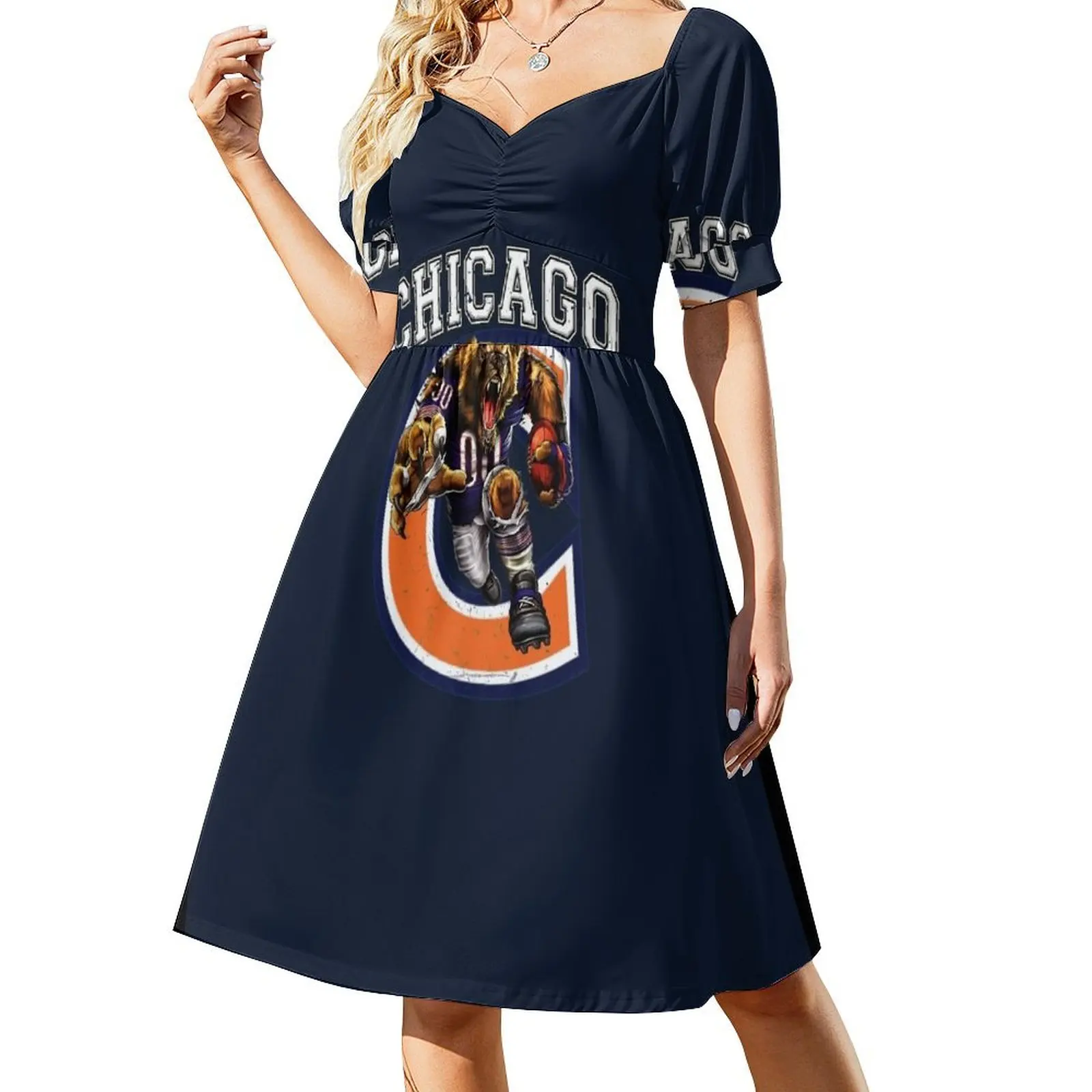 

Chicago Football Short Sleeved Dress Bride dresses women dresses Women's summer dress african dresses for woman Dress