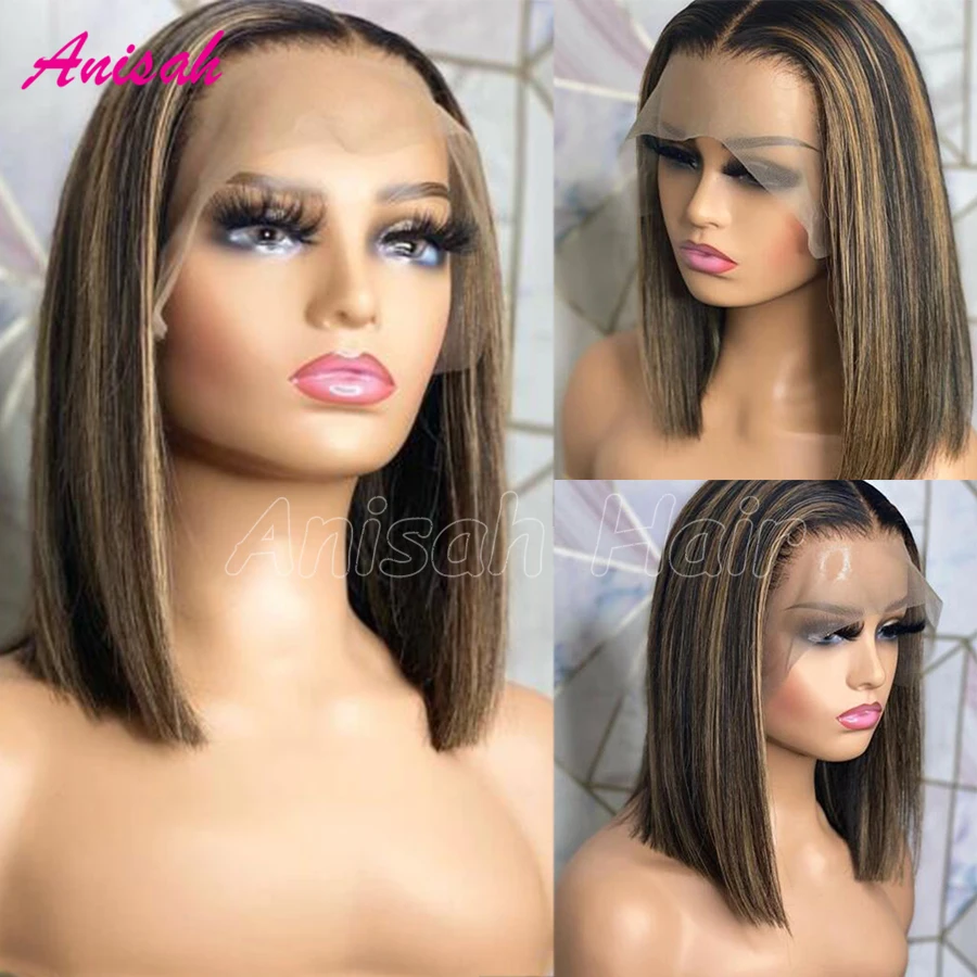 

Highlight Wig Human Hair Bob Wig Straight Lace Front Wig Human Hair 13x4 Brazilian Short Bob Human Hair Wigs for Black Women