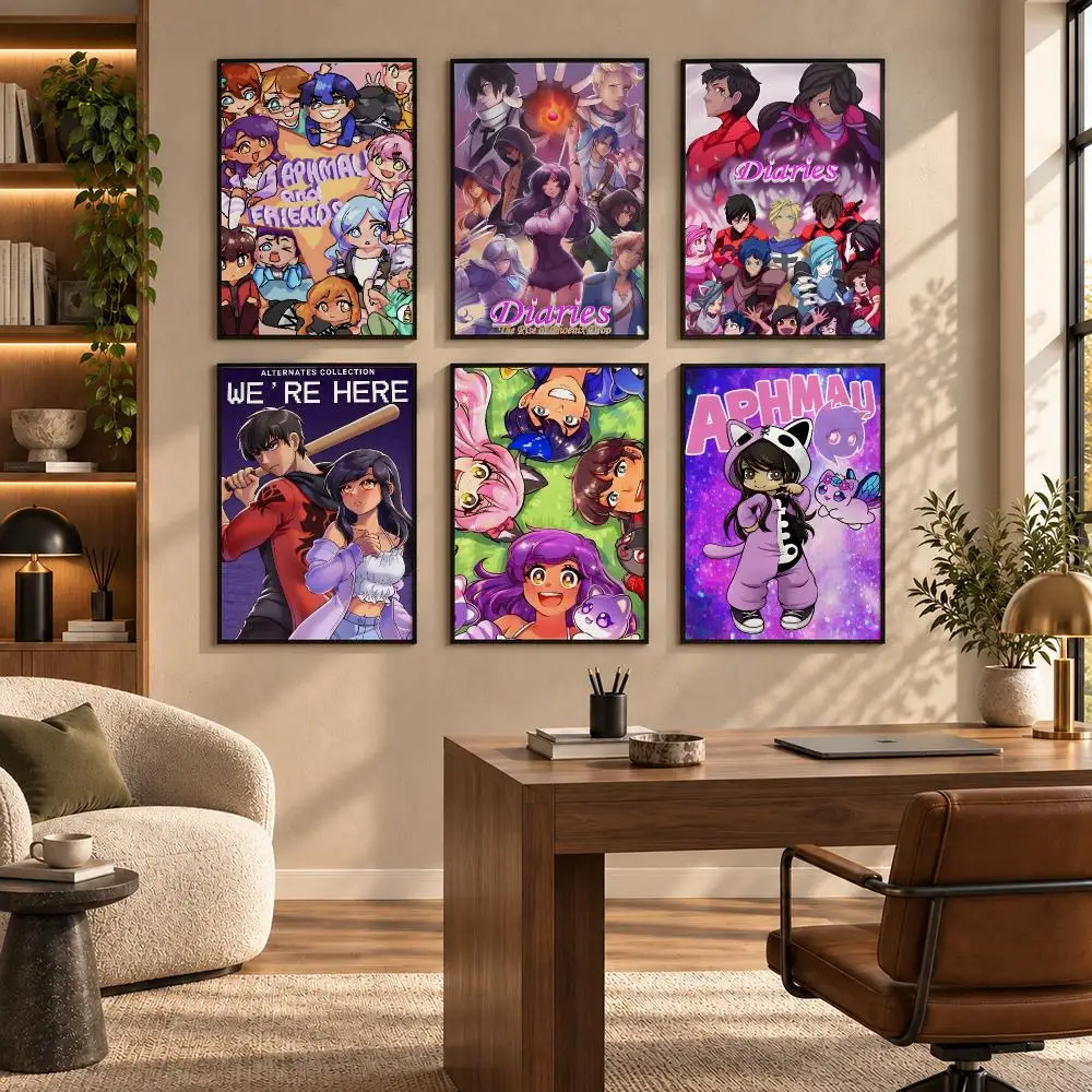 Creator Aphmau Poster Self-adhesive Art Waterproof Paper Sticker Coffee House Bar Room Wall Decor