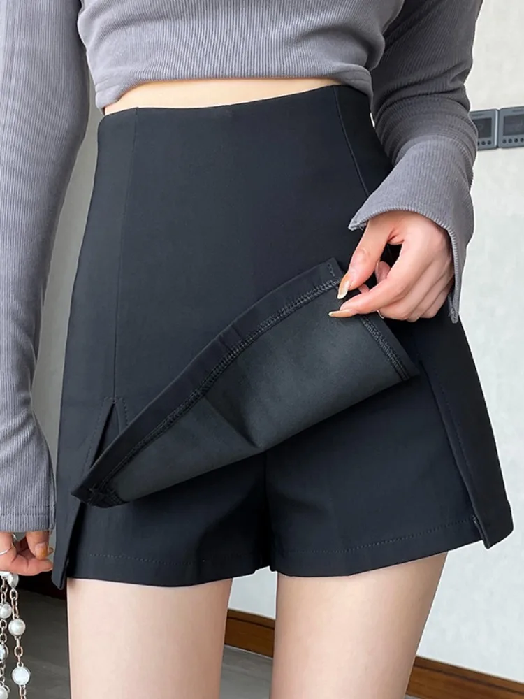 

Юбка-трапеция Ele Bla с высокой талией, женская, весна 2026, новая корейская версия, ультракороткая юбка с разрезом