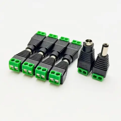 5pairs DC 12V 5.5 x 2.1mm  Female Male DC Power Plug Adapter Jacks Sockets For Signal Color LED Strip Light CCTV Camera