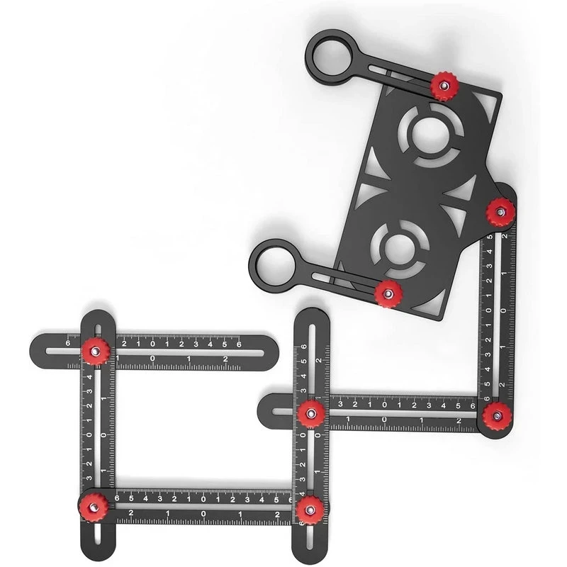 6/12-Sided Multi Angle Finder Measurement Ruler Pro 7 Size of Aperture Positioning Opening Locator Folding Metal Template Layout