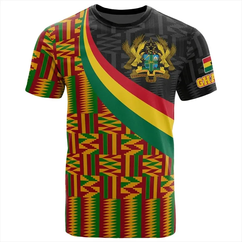 Ghana Flag Map 3D Printed T Shirt For Men Clothes Casual Kids T-Shirt GHA National Emblem Tshirt Sport Male Jersey Africa Tops