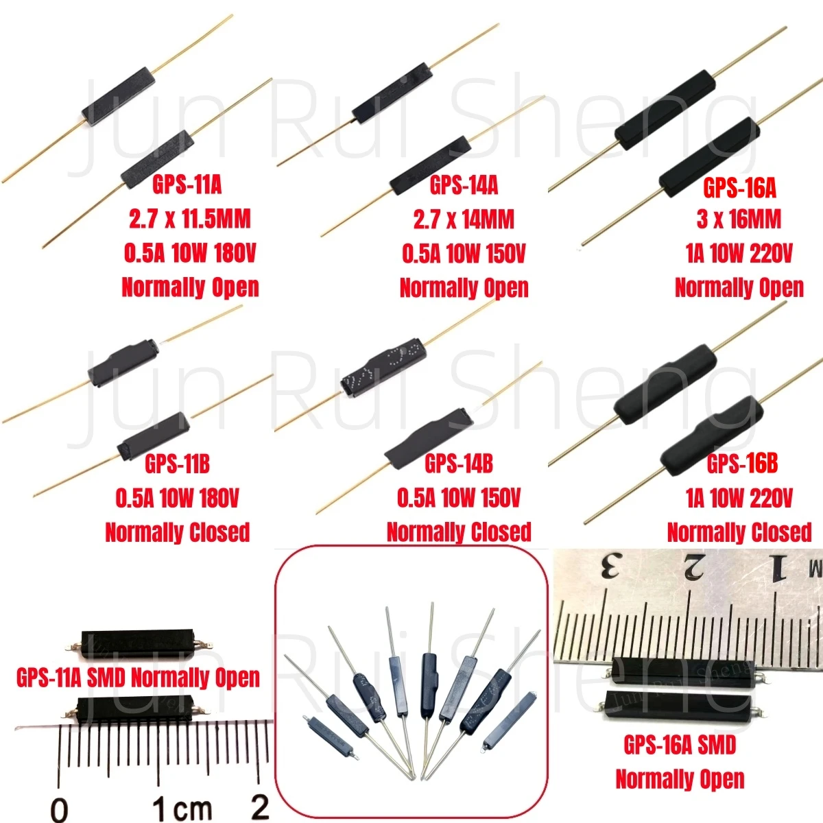 10 Uds GPS-16B N/C de alta calidad normalmente cerrado/abierto N/O 3*16MM GPS-16A SMD 1A 220V interruptor de láminas Sensor de inducción de Control magnético