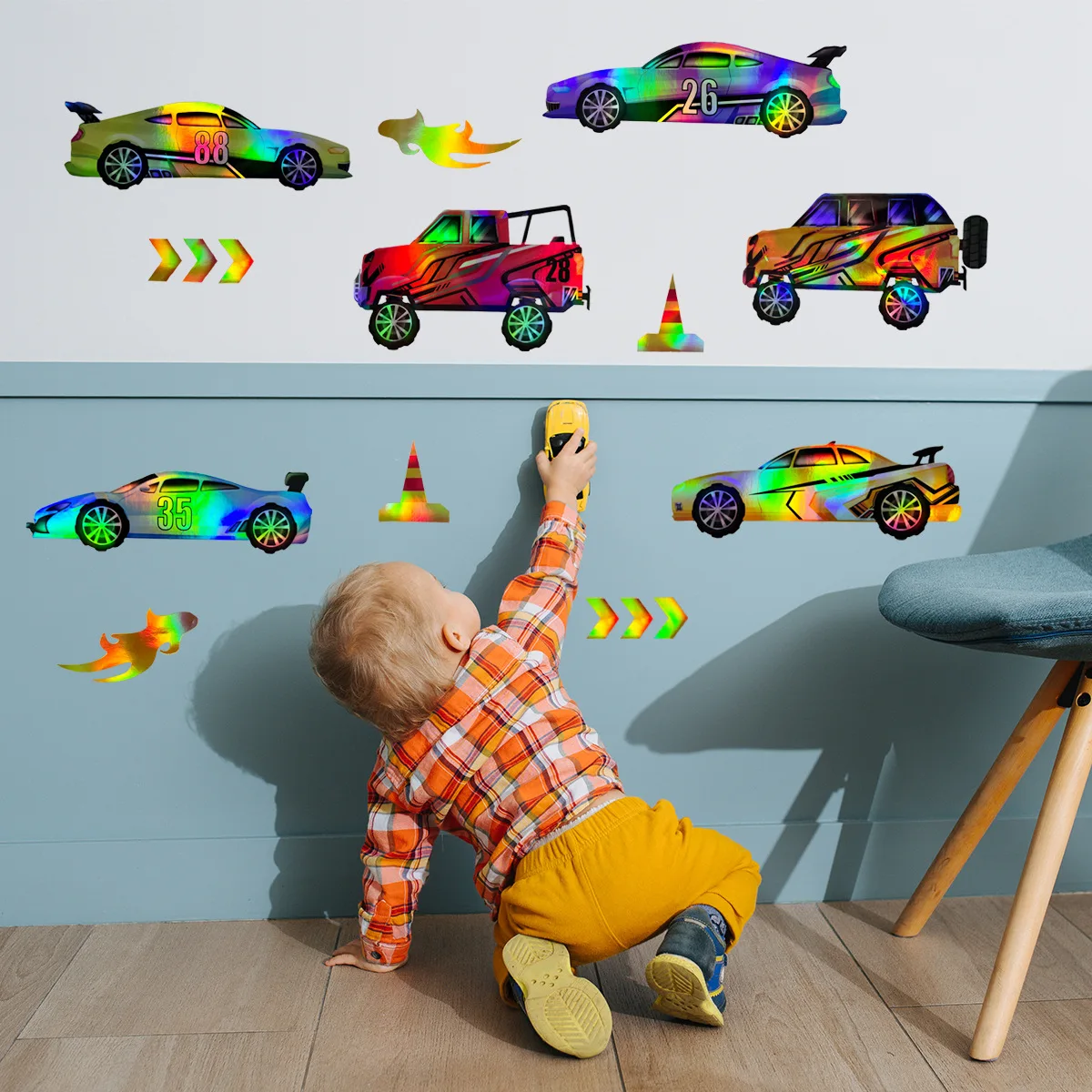 

Gradual Change of Color Cartoon Vehicle Wall Sticker Set of 3