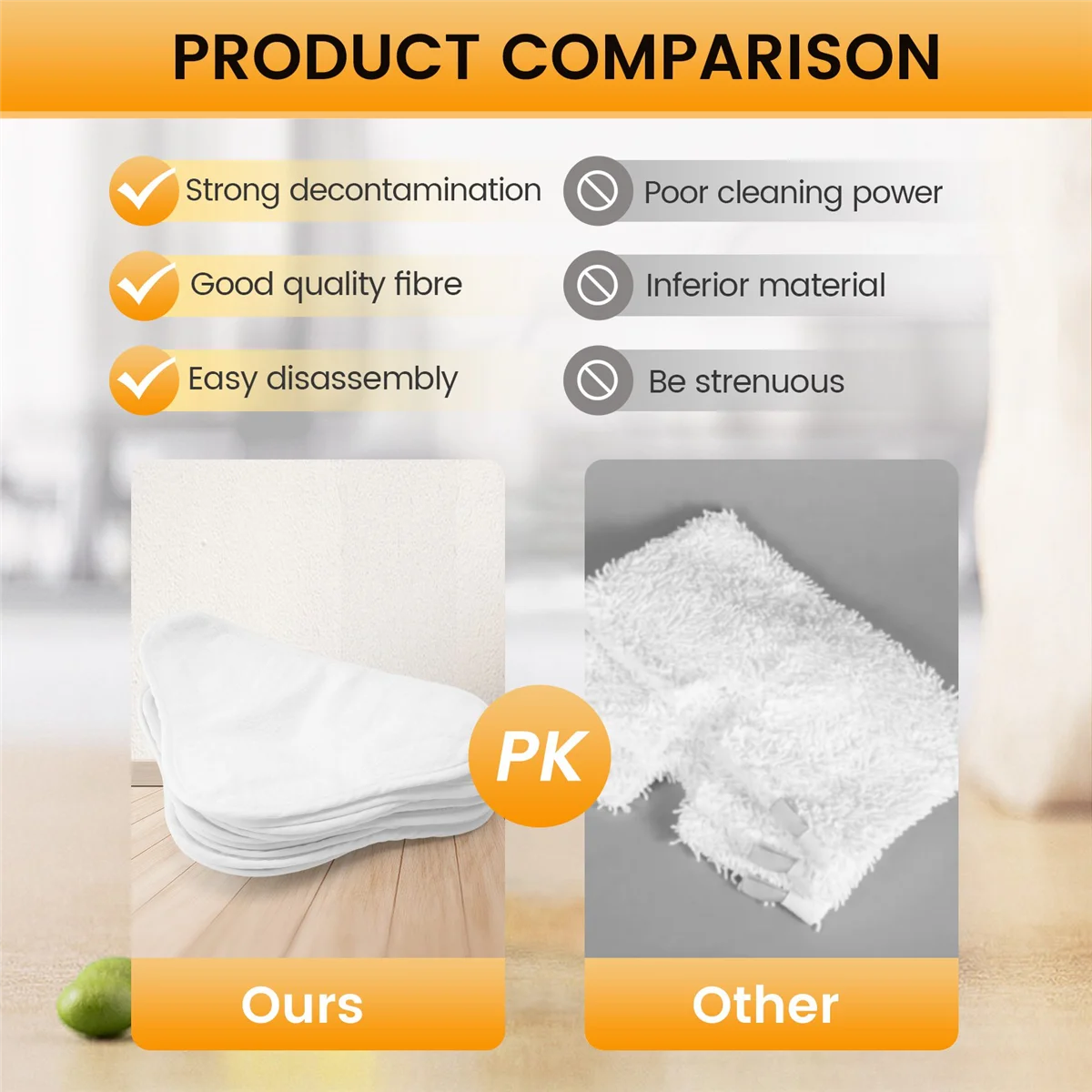 10 Pak pel uap pengganti bantalan kain mikrofiber untuk tarik segitiga