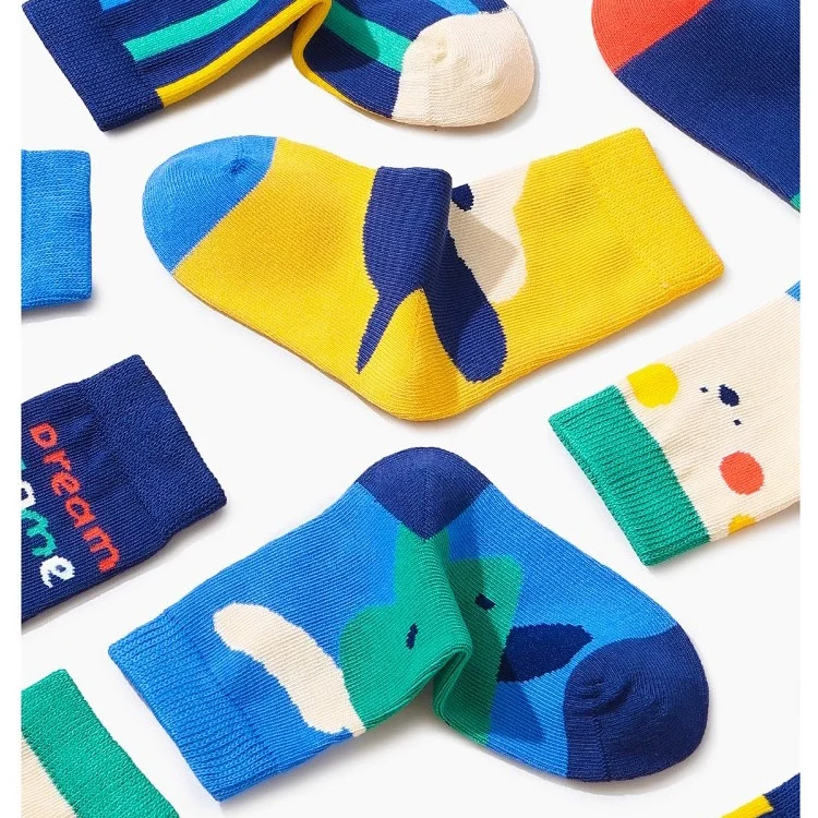 5 Pairs Children's Socks Autumn Calf Cotton Socks Kids Boys Cartoon Bear Socks Spring Autumn Sock