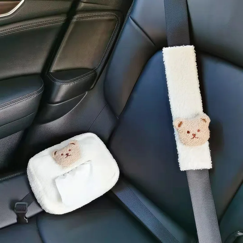 Sabuk pengaman mobil beruang lucu pelindung Bahu sabuk keranjang bayi penutup sabuk Kereta bayi Aksesori Mobil bayi