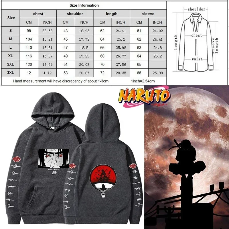 Naruto Anime Hoodie for Man Women Uchiha Itachi Sweatshirts Casual Clothes Akatsuki Fall Winter Children's Top Coat Warm Gifts