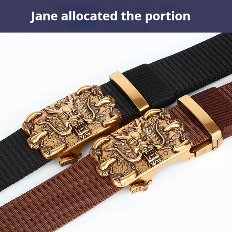 

Cross border hot selling new dragon buckle belt trendy men's canvas pants belt alloy automatic buckle belt breathable