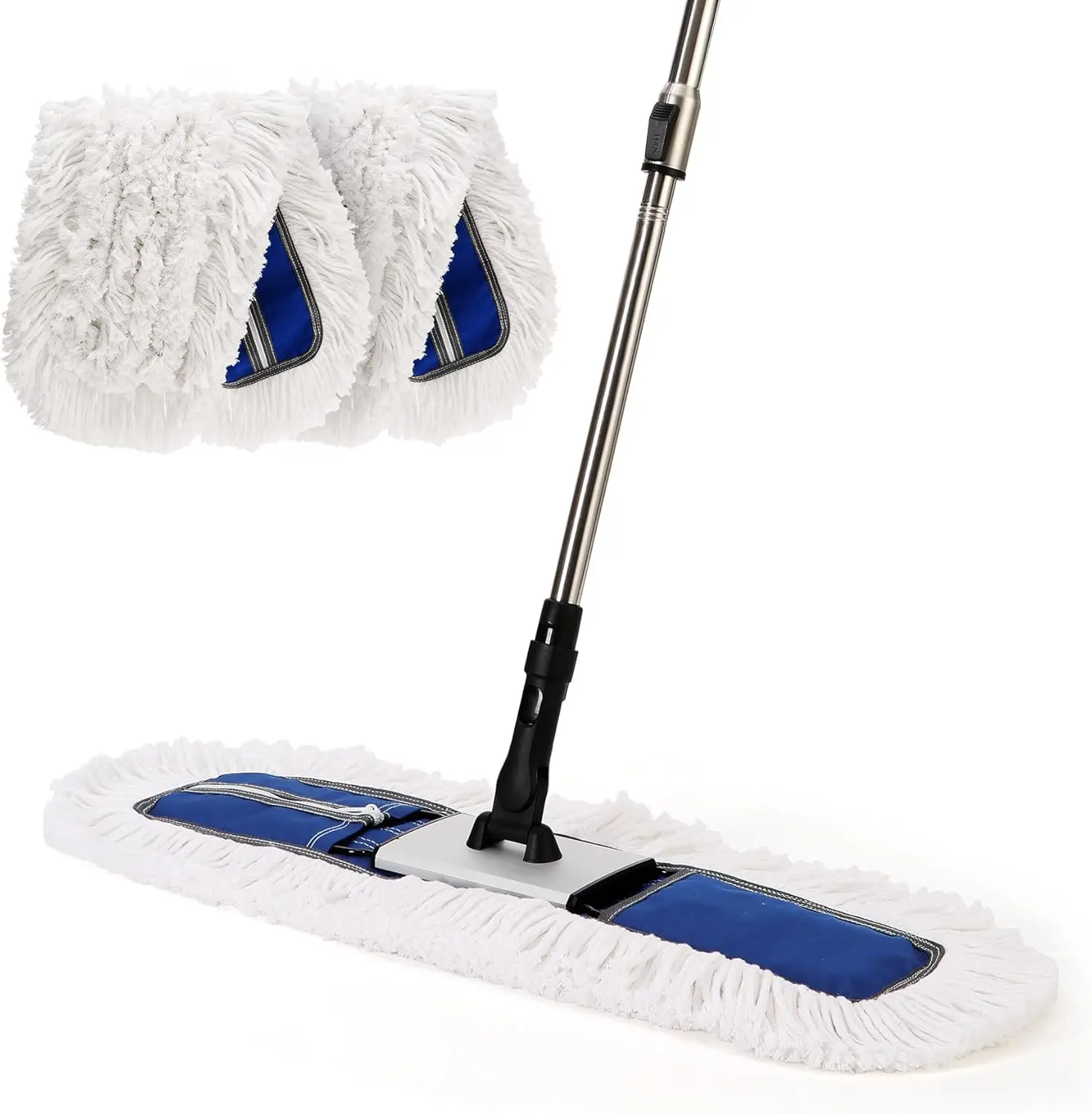 

24' Heavy-Duty Commercial Dust Mop for Hardwood Flo& Large Areas - with 2 Microfiber Pads, Reinforced