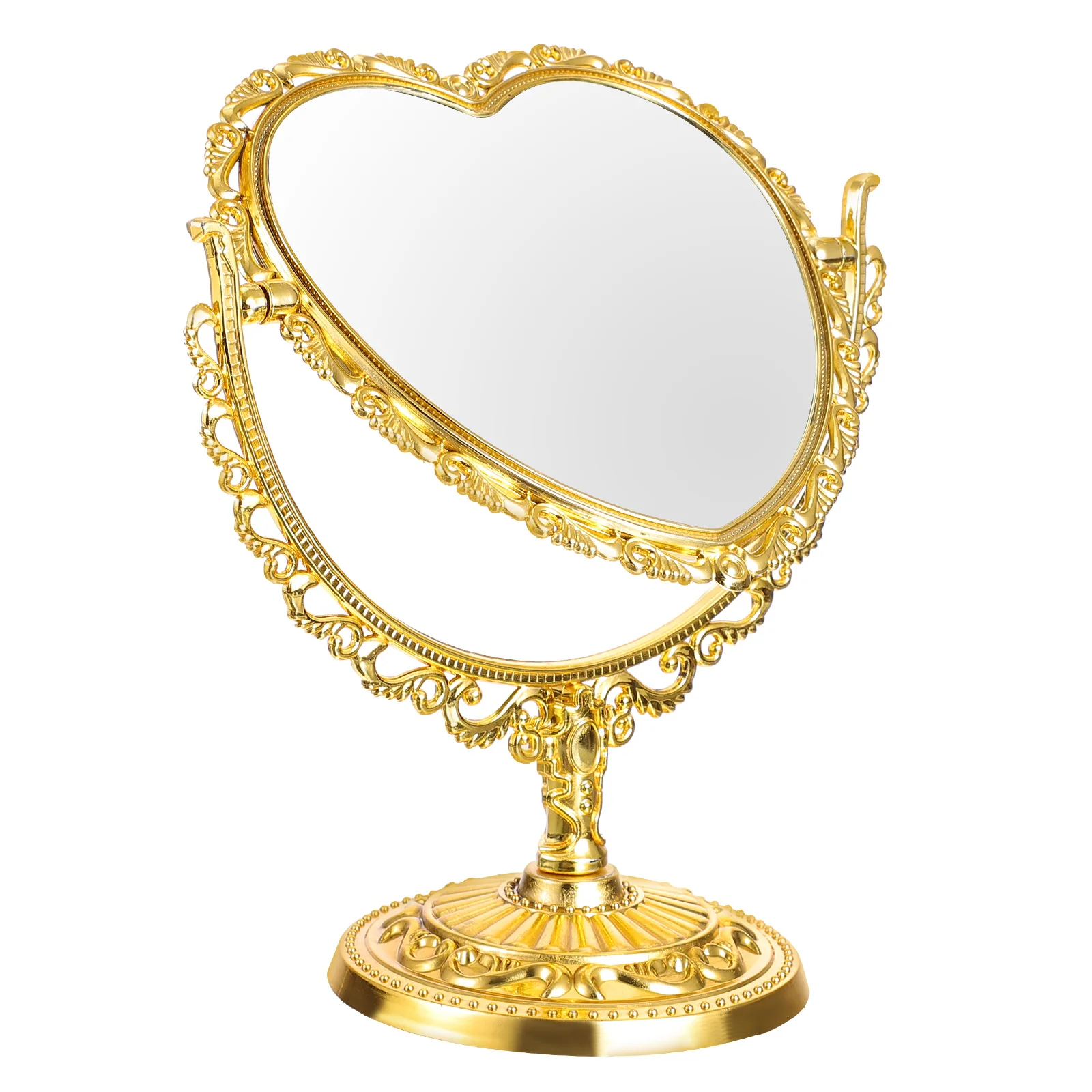 

Double Side Mirror Vanity Dorm Makeup Vintage Table Decor Bathroom Cosmetics Tabletop Plastic Desk Miss Retro