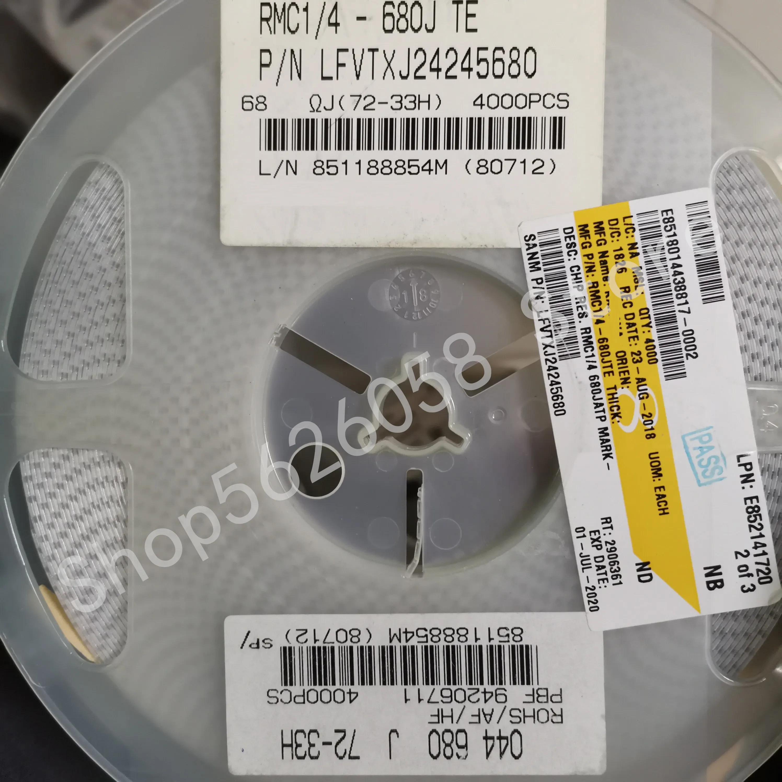 50-4000パーツrmc1/4-680jte、1210、68Ω ± 5% 、500mw